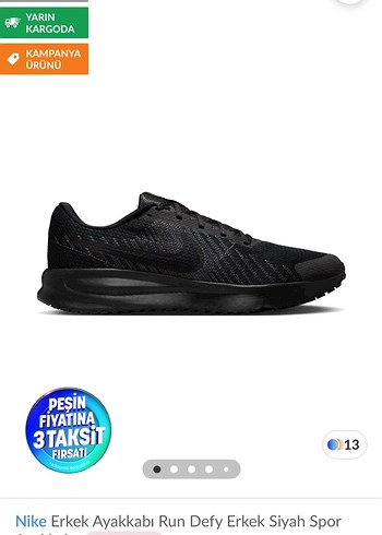 Sıfır, 40.5 numara, Orijinal Siyah erkek spor ayakkabı - Görsel 4