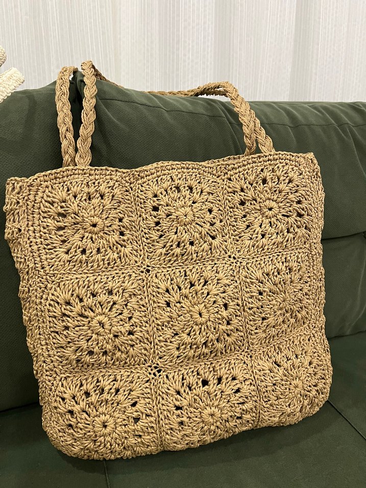 Dantel Detaylı Bej Örgü Kadın Çanta - Görsel 2