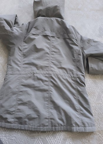 Gri Kadın Düğmeli Midi Mont yağmurluk - Görsel 4