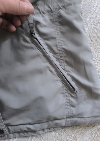 Gri Kadın Düğmeli Midi Mont yağmurluk - Görsel 5