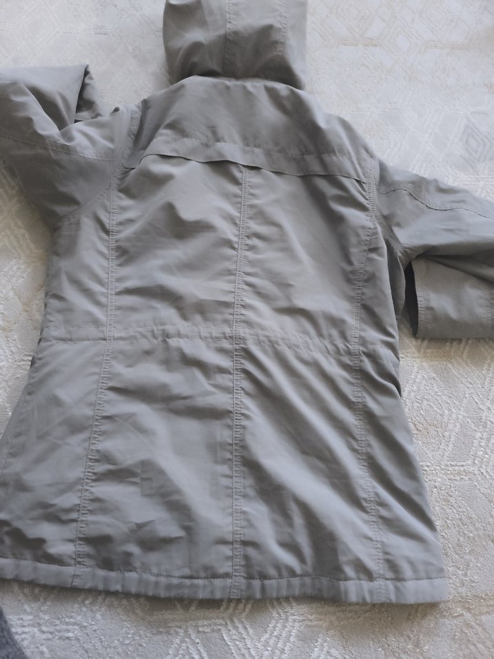 Gri Kadın Düğmeli Midi Mont yağmurluk - Görsel 4