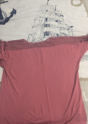 Dantel Detaylı Pembe Kadın Tişört - Görsel 6