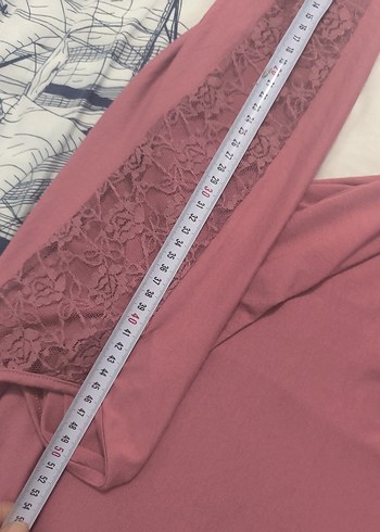 Dantel Detaylı Pembe Kadın Tişört - Görsel 7