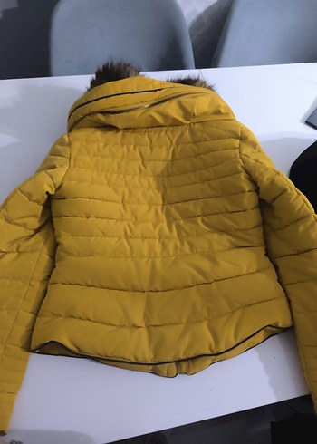 Kadın Sarı Kürk Detaylı Kışlık Mont - Görsel 7