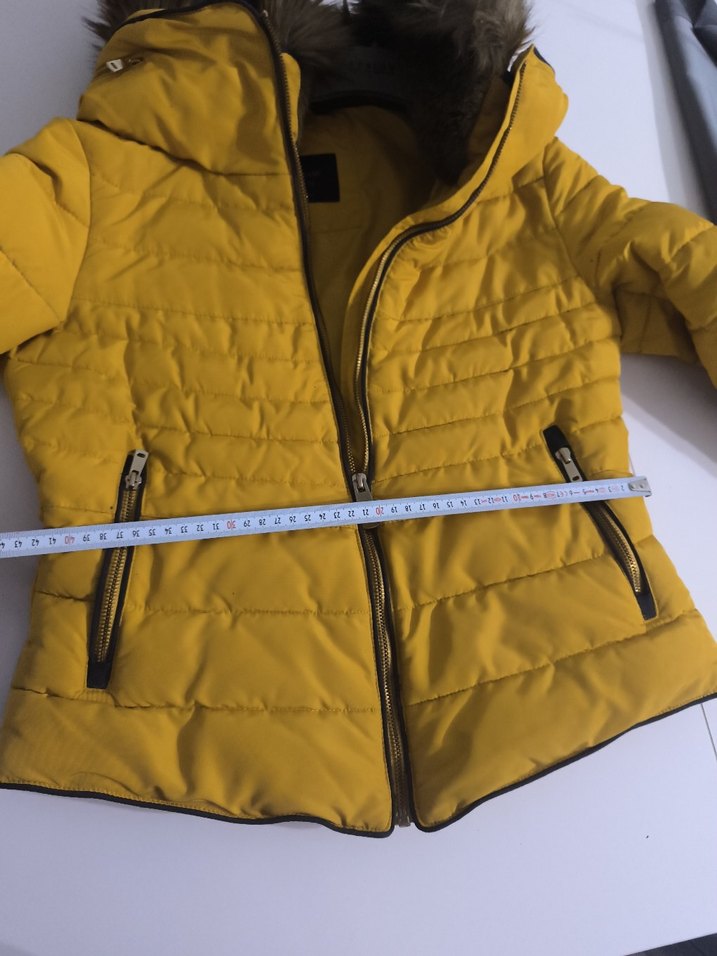 Kadın Sarı Kürk Detaylı Kışlık Mont - Görsel 5