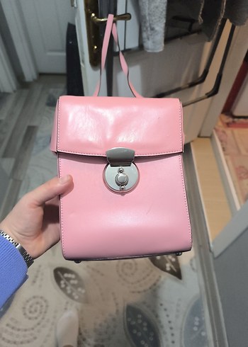 Pembe Deri Tokalı Kadın Çanta - Görsel 4