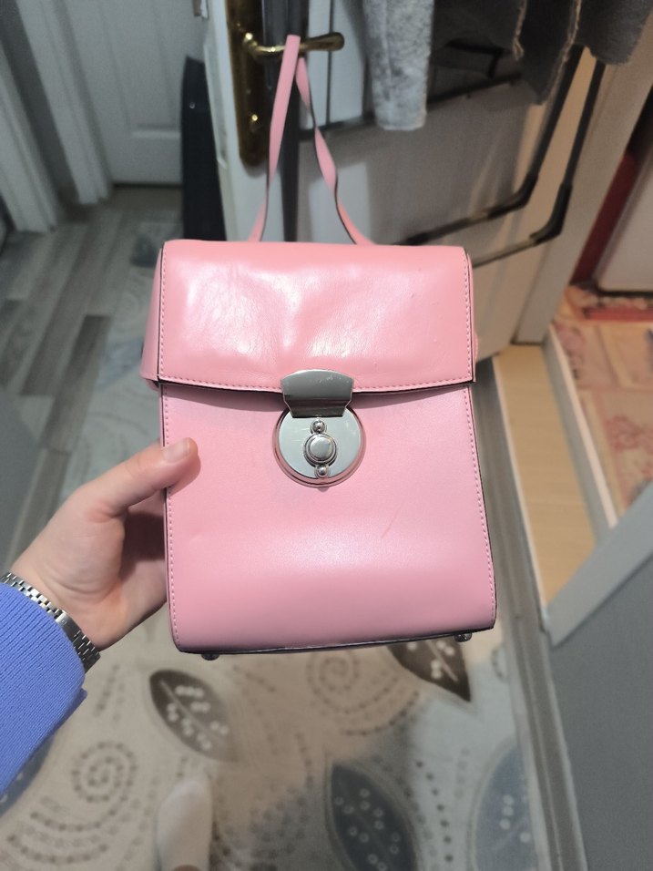 Pembe Deri Tokalı Kadın Çanta - Görsel 4
