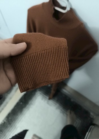 Kahverengi uzun Kollu Kadın Triko - Görsel 7