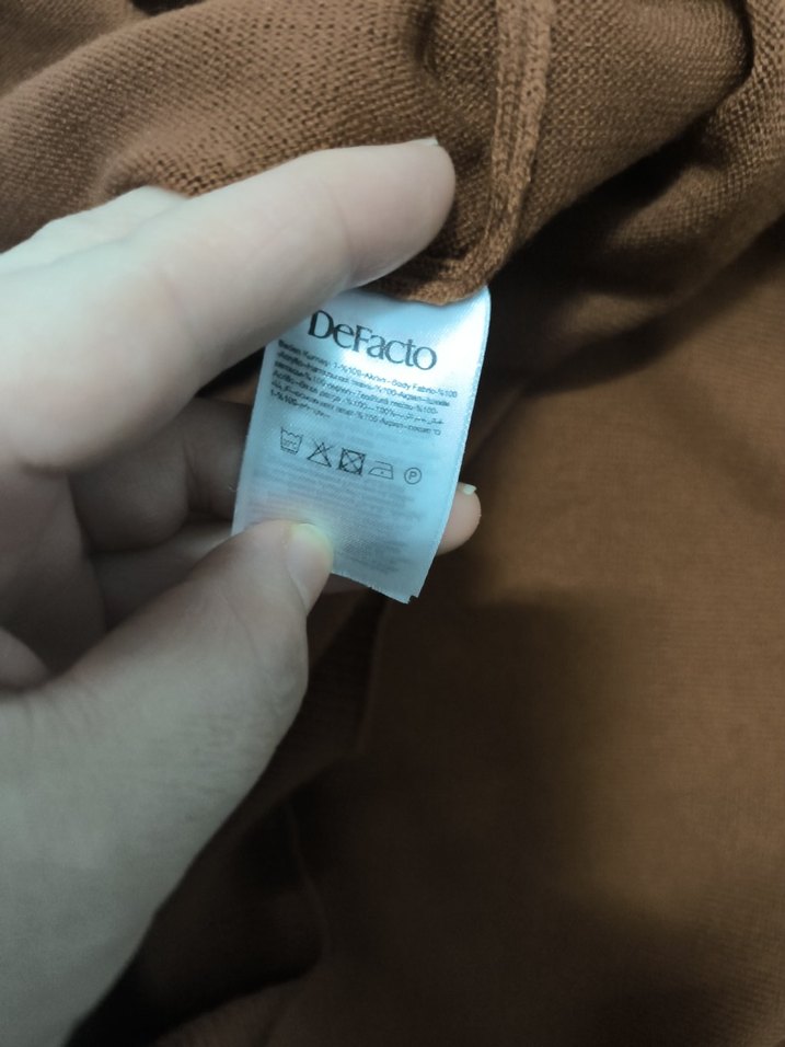 Kahverengi uzun Kollu Kadın Triko - Görsel 2