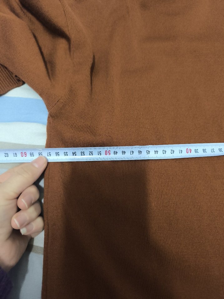 Kahverengi uzun Kollu Kadın Triko - Görsel 3