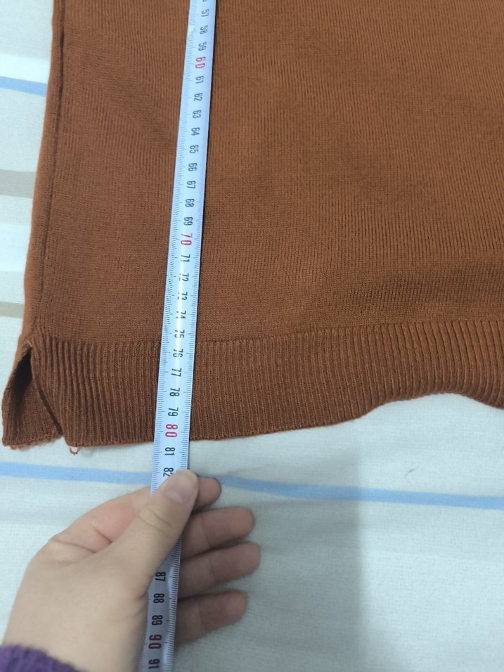 Kahverengi uzun Kollu Kadın Triko - Görsel 4