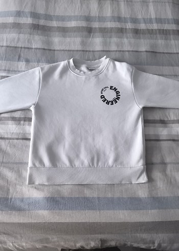 Çoçuk Beyaz Baskılı Kısa Kollu Sweatshirt - Görsel 6
