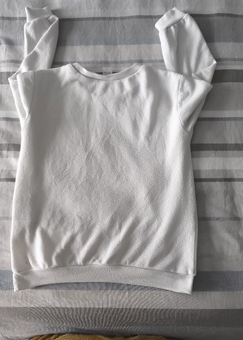 Çoçuk Beyaz Baskılı Kısa Kollu Sweatshirt - Görsel 5