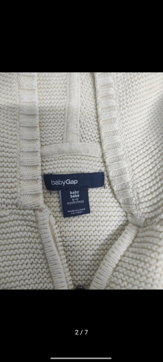 Bebek Beyaz Kapüşonlu Triko Hırka - Görsel 2