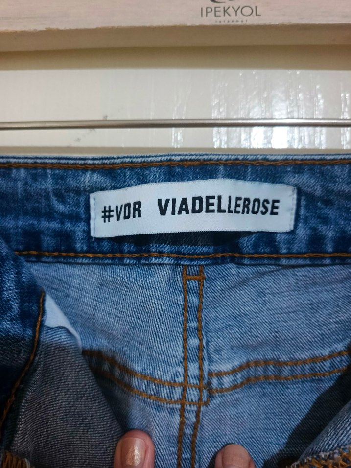 Düğmeli, Baskılı Loose Fit Kadın Kot Pantolon - Görsel 3