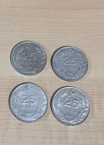 4 adet 25 lira 1987 koleksiyonluk