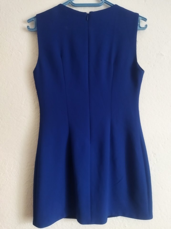 Parlak Mavi Kemerli Midi Elbise - Görsel 2