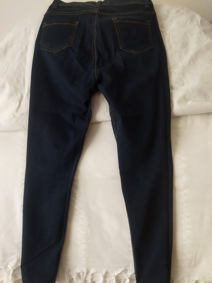 Tokalı Lacivert Skinny Kadın Kot Pantolon - Görsel 2