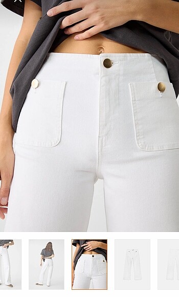 38 Beden beyaz Renk Stradivarius wide leg pantolon
