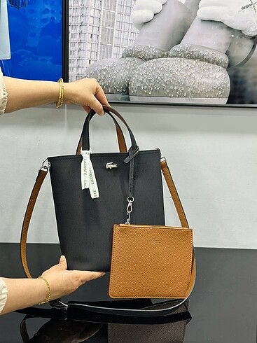 New New New ???? Lacoste Anna çift taraflı omuz çanta Double sid