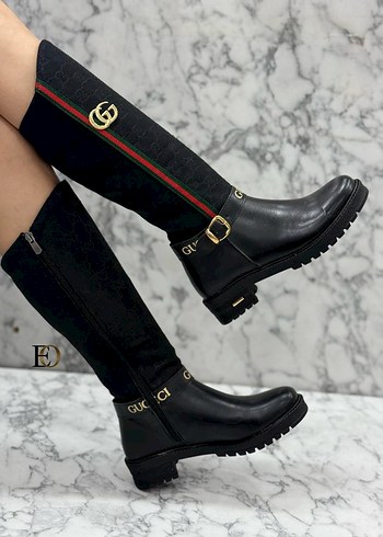 Gucci GUCCİ Siyah Renkli Kadın Deri Dizüstü Bot