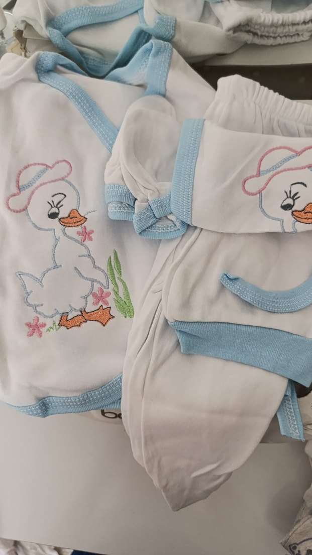 Erkek bebek Nakışlı Beyaz Bebek Hastane Takımı - Görsel 2