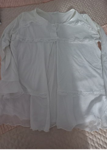 Uzun Kollu Beyaz Nakışlı Bohem Kadın Sabahlık - Görsel 10