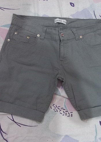 Gri Kadın Denim Bermuda Şort