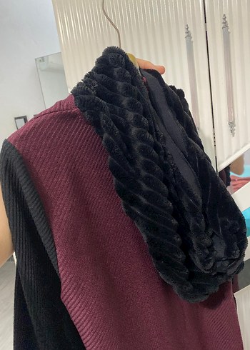 Kadın Bordo Kürklü Siyah tunik - Görsel 3