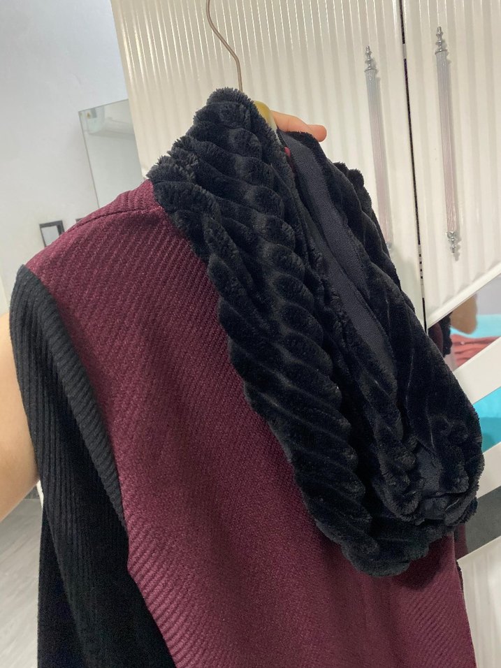 Kadın Bordo Kürklü Siyah tunik - Görsel 3