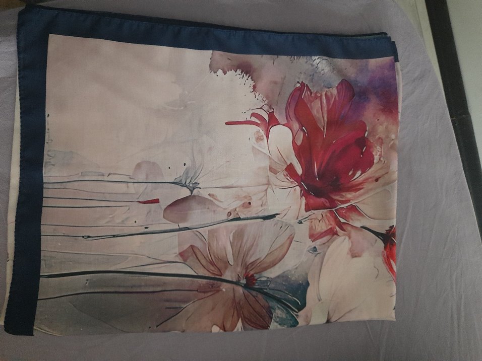 Gri Çok Renkli Kadın İpek Şal - Görsel 2