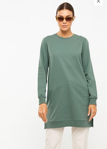 Kadın Haki Rahat Kesim Uzun Kollu Tunik - Görsel 6