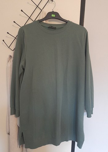 Kadın Haki Rahat Kesim Uzun Kollu Tunik - Görsel 3