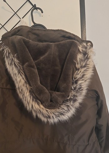 Kahverengi Sıcak Tüylü  Kadın Ceket mont - Görsel 6