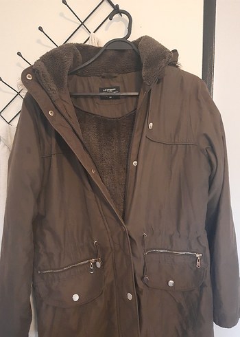 Kahverengi Sıcak Tüylü  Kadın Ceket mont - Görsel 2