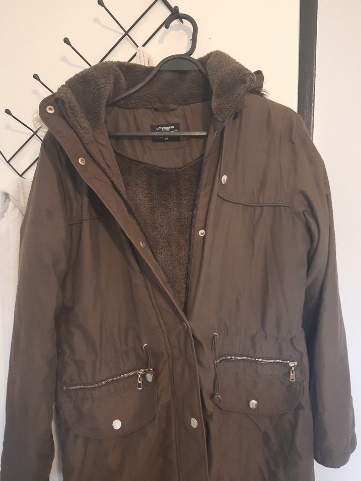 Kahverengi Sıcak Tüylü  Kadın Ceket mont - Görsel 2