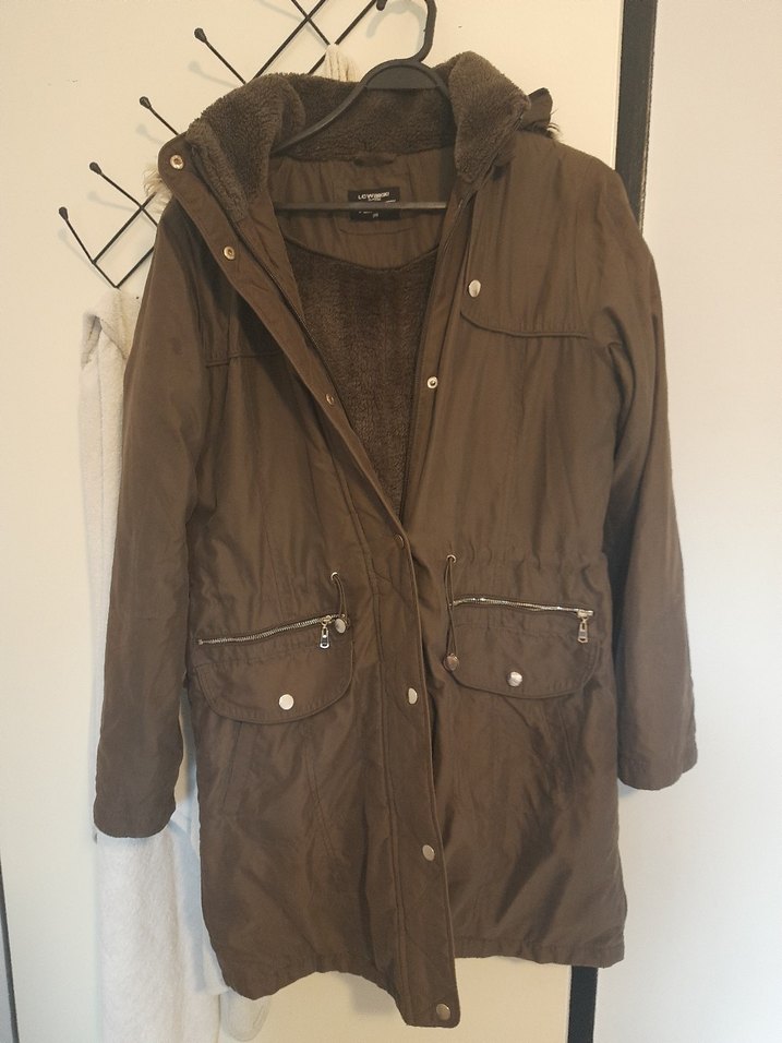 Kahverengi Sıcak Tüylü  Kadın Ceket mont - Görsel 3