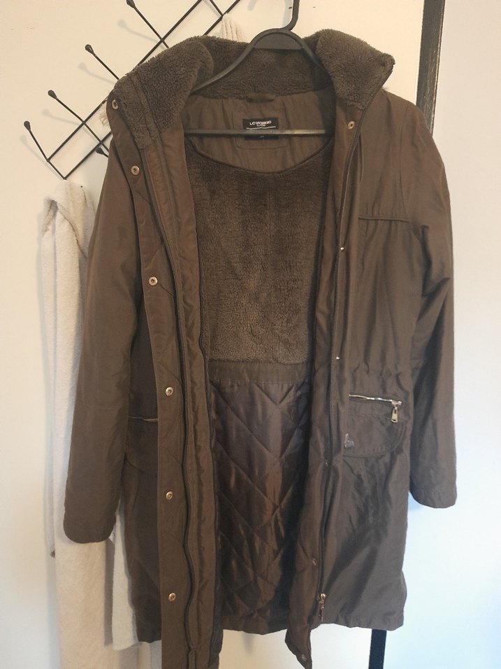 Kahverengi Sıcak Tüylü  Kadın Ceket mont - Görsel 4