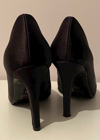 Diğer Siyah saten Stiletto Kadın Topuklu Ayakkabı