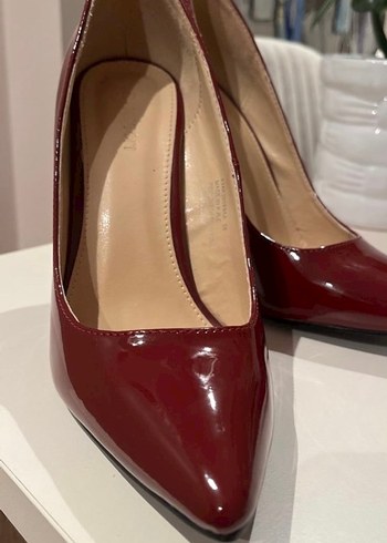 38 Beden Bordo Parlak Rugan Stiletto Topuklu Kadın Ayakkabı