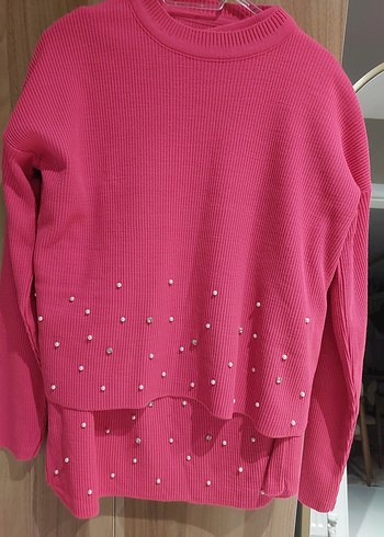 Pembe Nakışlı Mini Triko İncili takim - Görsel 6