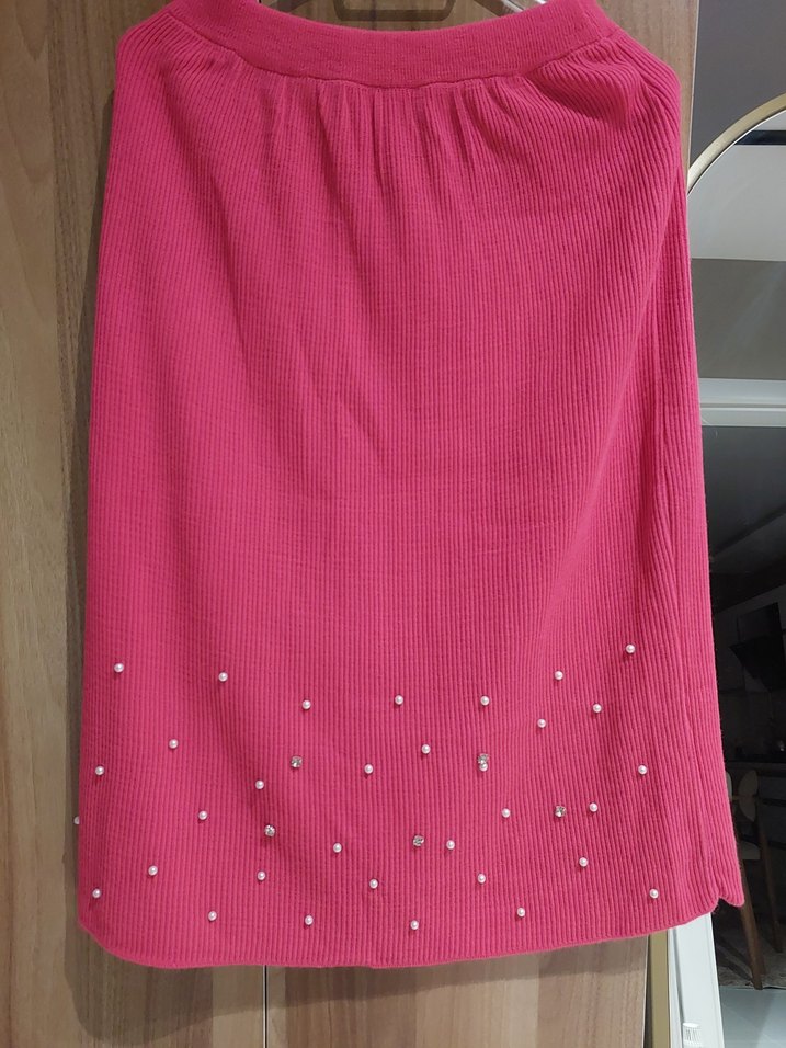 Pembe Nakışlı Mini Triko İncili takim - Görsel 5