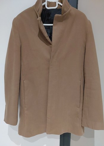 Bej Erkek Süet Kaban Düğmeli Midi Boy - Görsel 3