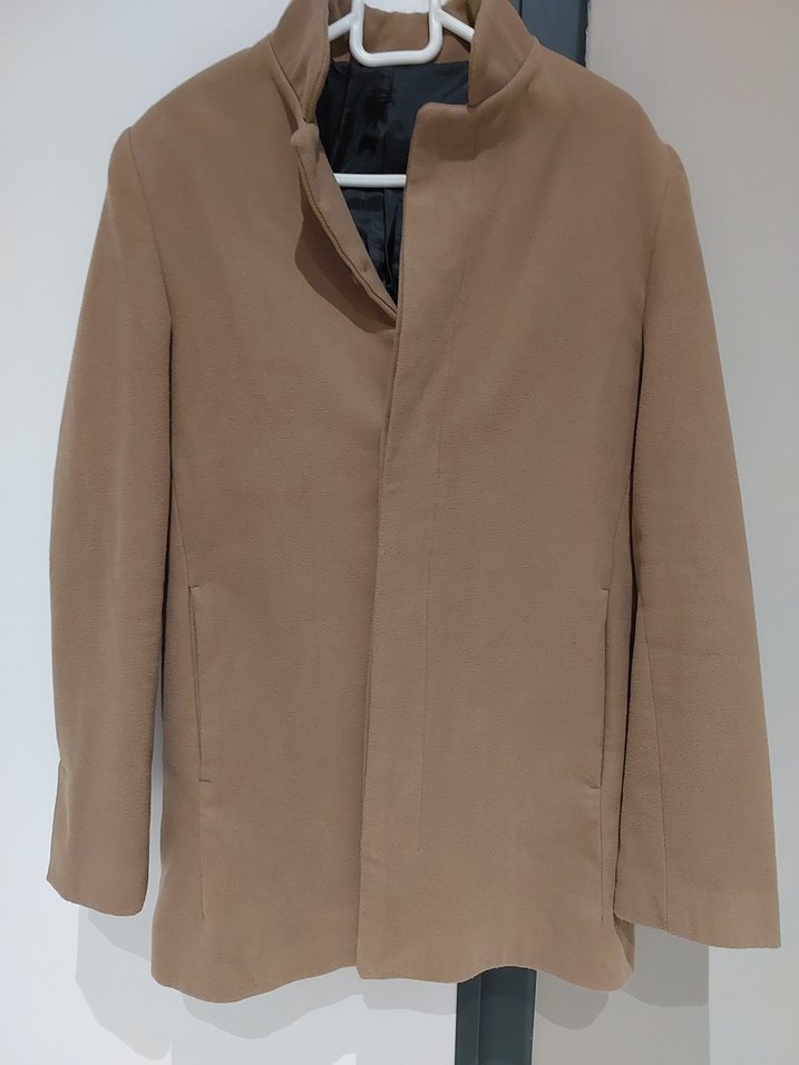 Bej Erkek Süet Kaban Düğmeli Midi Boy - Görsel 3