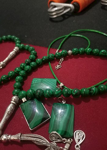 Malahit Tesbih ve kolye seti - Görsel 2