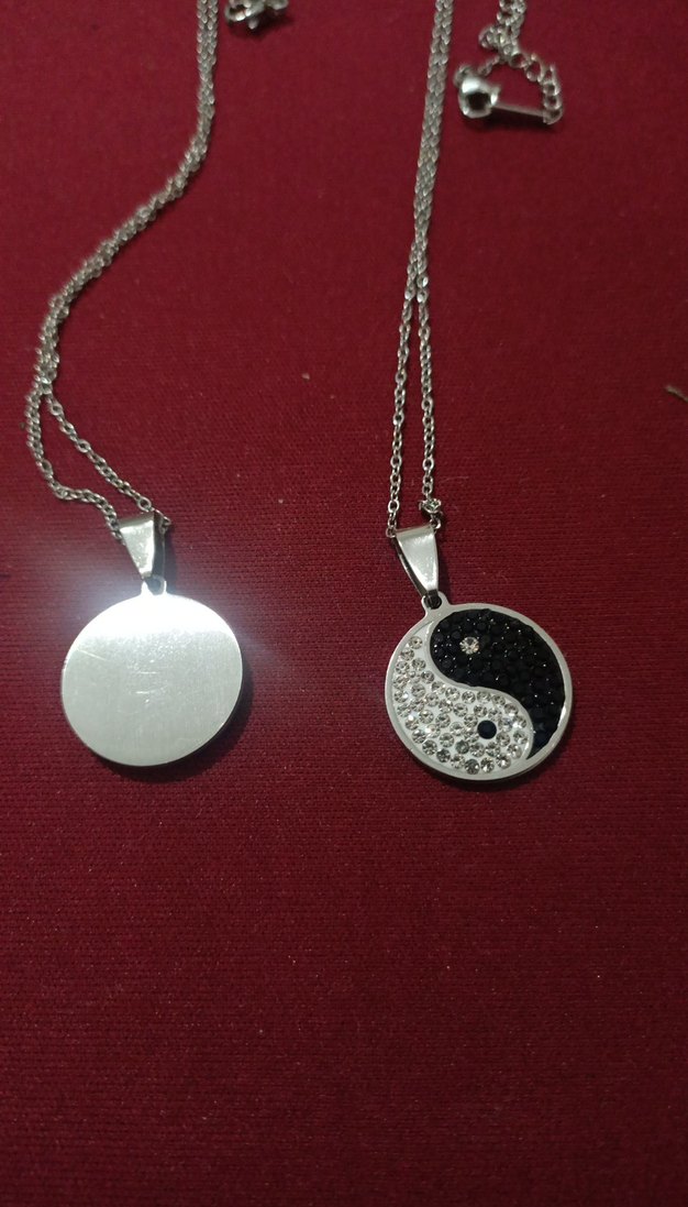 Gri Mini Yin Yang Detaylı Zincir Kolye - Görsel 3