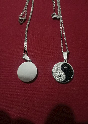 Payetli Yin Yang Mini Kolye - Görsel 2