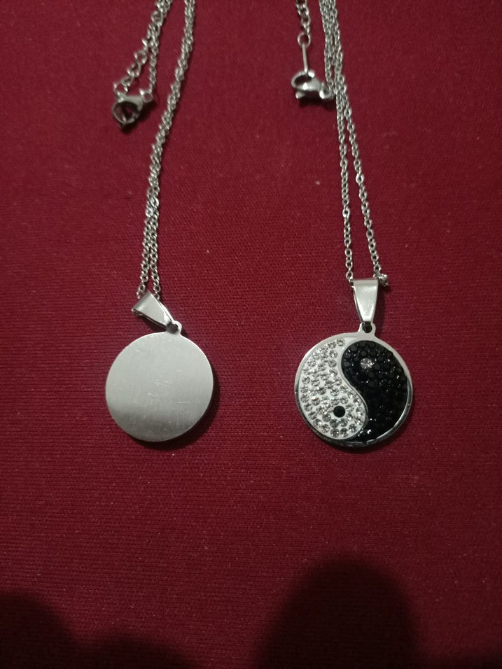 Payetli Yin Yang Mini Kolye - Görsel 2