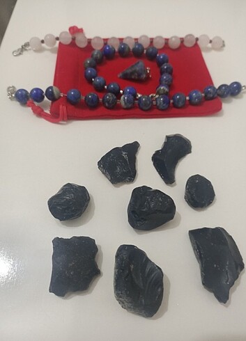 10 mm  Lapis lazuli ve pembe kuvars bileklik - Görsel 6