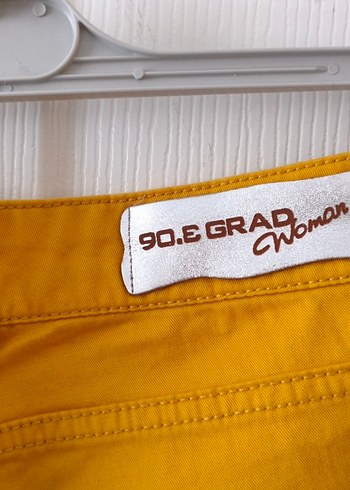 Sarı keten Kadın Midi Kumaş Pantolon - Görsel 3